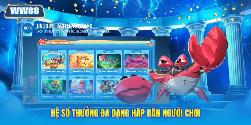 Hệ số thưởng đa dạng hấp dẫn người chơi