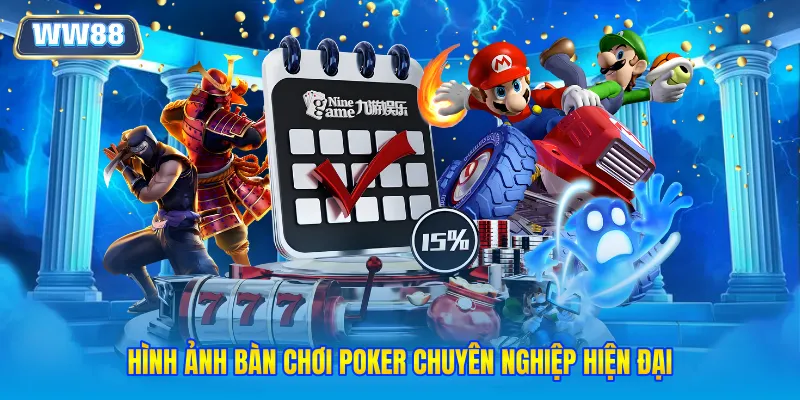 Hình ảnh bàn chơi Poker chuyên nghiệp hiện đại